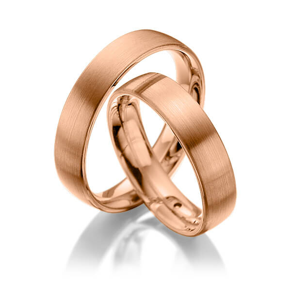 Paar klassische Trauringe/Eheringe in Rotgold 585 - NP-1051-6