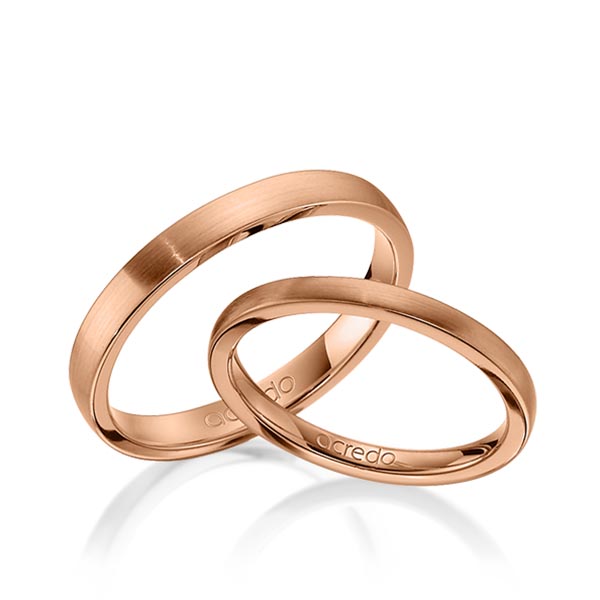 Paar klassische Trauringe/Eheringe in Rotgold 585 von acredo - A-1407-4