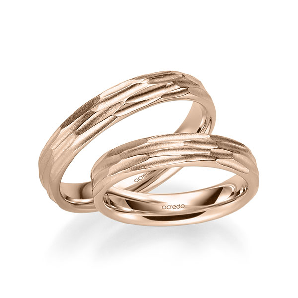 Paar klassische Trauringe/Eheringe in Rotgold 585 von acredo