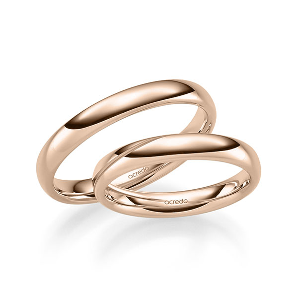 Paar klassische Trauringe/Eheringe in Rotgold 585 von acredo