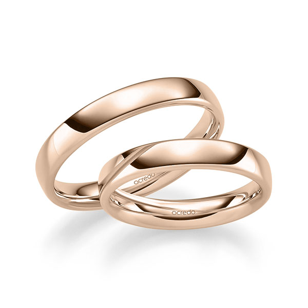 Paar klassische Trauringe/Eheringe in Rotgold 585 von acredo