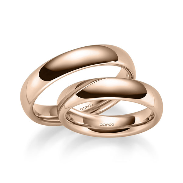 Paar klassische Trauringe/Eheringe in Rotgold 585 von acredo