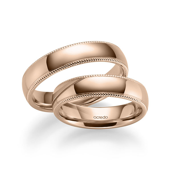 Paar klassische Trauringe/Eheringe in Rotgold 585 von acredo