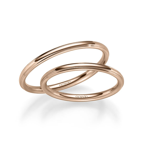 Paar klassische Trauringe/Eheringe in Rotgold 585 von acredo