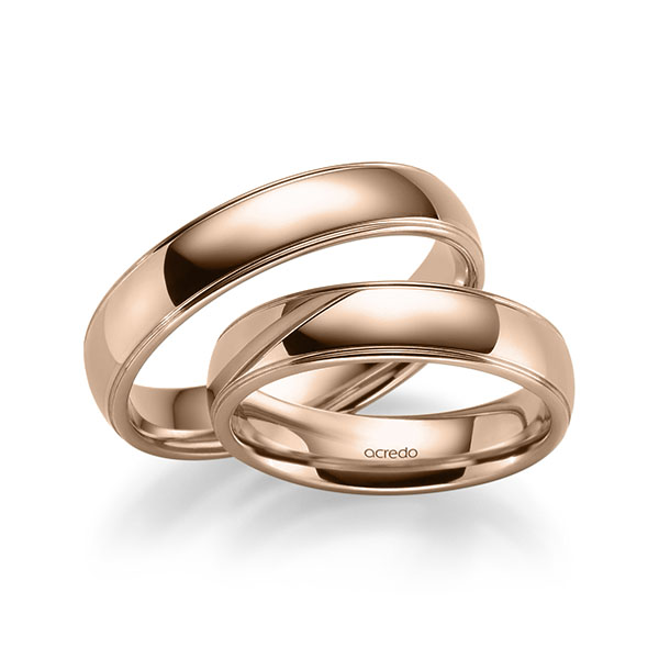 Paar klassische Trauringe/Eheringe in Rotgold 585 von acredo - S-1286-8 Paar klassische Trauringe/Eheringe in Rotgold 585 von acredo - S-1286-8