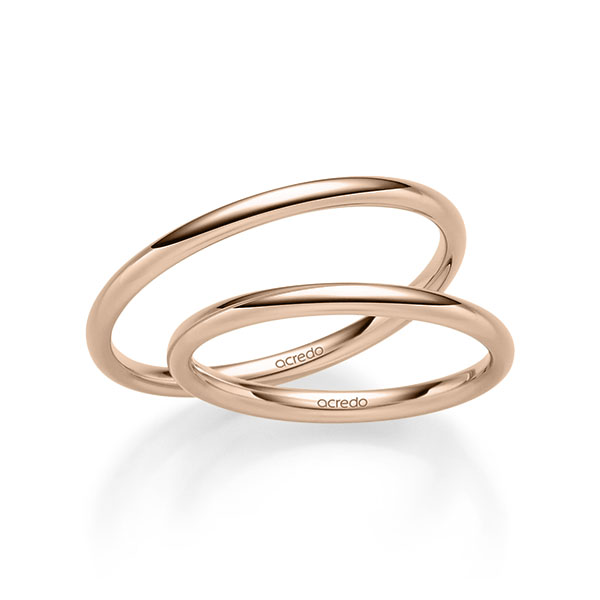 Paar klassische Trauringe/Eheringe in Rotgold 585 von acredo - S-1289-4 Paar klassische Trauringe/Eheringe in Rotgold 585 von acredo - S-1289-4