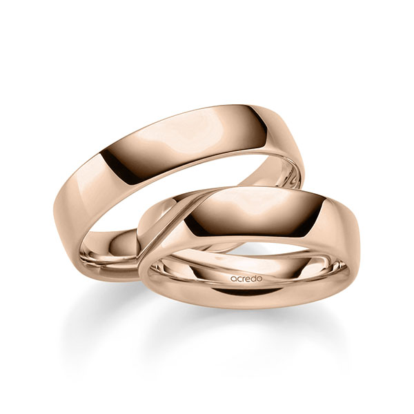 Paar klassische Trauringe/Eheringe in Rotgold 585 von acredo