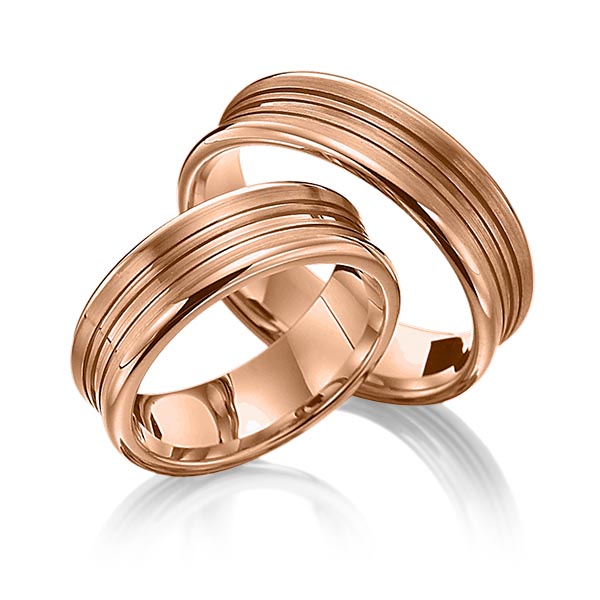 Paar klassische Trauringe/Eheringe in Rotgold 585 von Merii - M-1084-2 Paar klassische Trauringe/Eheringe in Rotgold 585 von Merii - M-1084-2