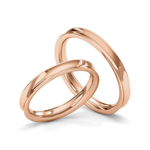 Paar klassische Trauringe/Eheringe in Rotgold 585 von Merii - M-1233-5 Paar klassische Trauringe/Eheringe in Rotgold 585 von Merii - M-1233-5