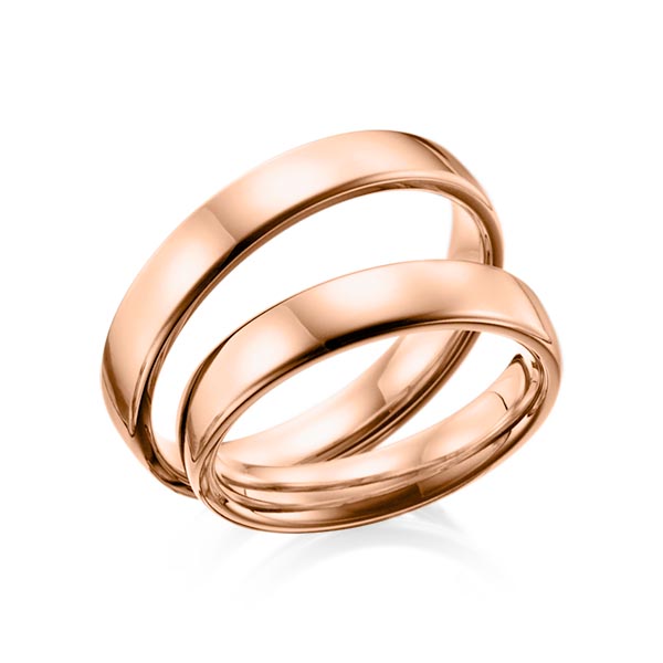 Paar klassische Trauringe/Eheringe in Rotgold 585 von Steinberg - Q-1016-3