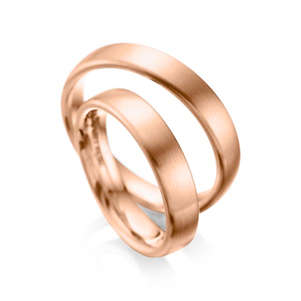 Paar klassische Trauringe/Eheringe in Rotgold 750 von acredo - A-1081-4