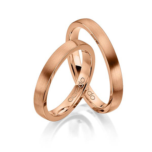 Paar klassische Trauringe/Eheringe in Rotgold 750 von acredo - A-1295-5 Paar klassische Trauringe/Eheringe in Rotgold 750 von acredo - A-1295-5