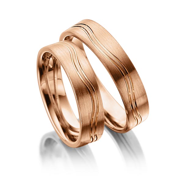 Paar klassische Trauringe/Eheringe in Rotgold 750 von Merii - M-1090-2 Paar klassische Trauringe/Eheringe in Rotgold 750 von Merii - M-1090-2