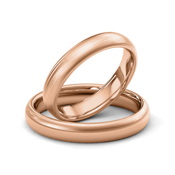 Paar klassische Trauringe/Eheringe in Rotgold 750 von Merii - M-1227-4
