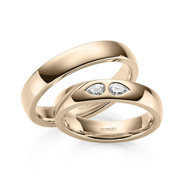 Paar klassische Trauringe/Eheringe in Signature Gold 375 mit zus. 0,2 ct. tw, vs von acredo - A-2139-11