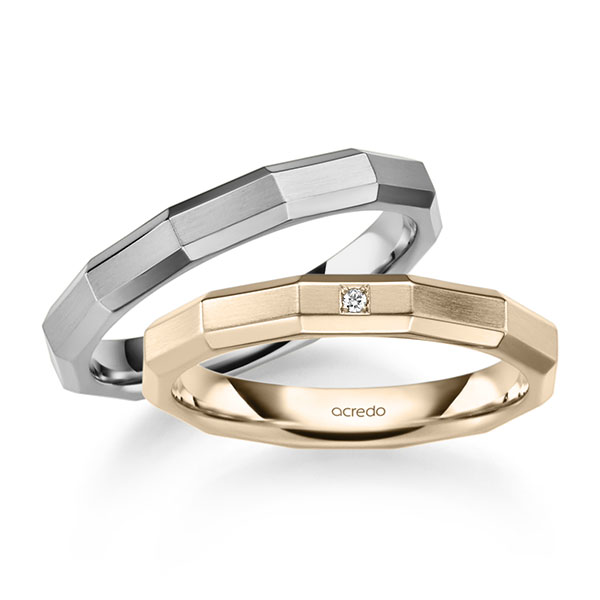 Paar klassische Trauringe/Eheringe in Signature Gold 585 mit zus. 0,01 ct. Brillant tw, si von acredo - A-2573-1 Paar klassische Trauringe/Eheringe in Signature Gold 585 mit zus. 0,01 ct. Brillant tw, si von acredo - A-2573-1