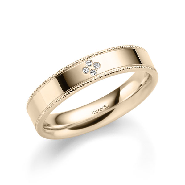 Paar klassische Trauringe/Eheringe in Signature Gold 585 mit zus. 0,02 ct. Brillant tw, si von acredo