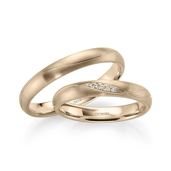 Paar klassische Trauringe/Eheringe in Signature Gold 585 mit zus. 0,03 ct. Brillant tw, si von acredo Paar klassische Trauringe/Eheringe in Signature Gold 585 mit zus. 0,03 ct. Brillant tw, si von acredo