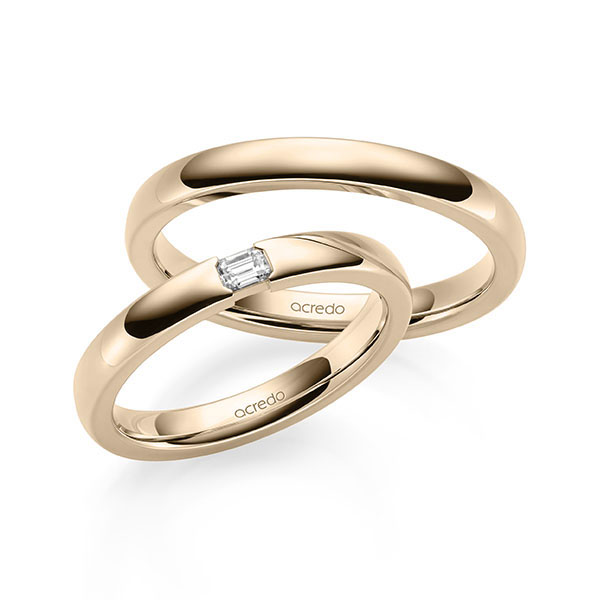 Paar klassische Trauringe/Eheringe in Signature Gold 585 mit zus. 0,1 ct. tw, vs von acredo - A-2137-11 Paar klassische Trauringe/Eheringe in Signature Gold 585 mit zus. 0,1 ct. tw, vs von acredo - A-2137-11