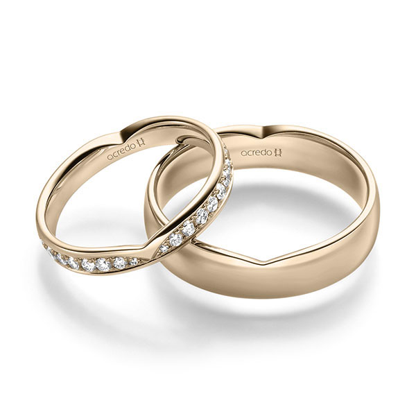 Paar klassische Trauringe/Eheringe in Signature Gold 585 mit zus. 0,3 ct. Brillant tw, si von acredo