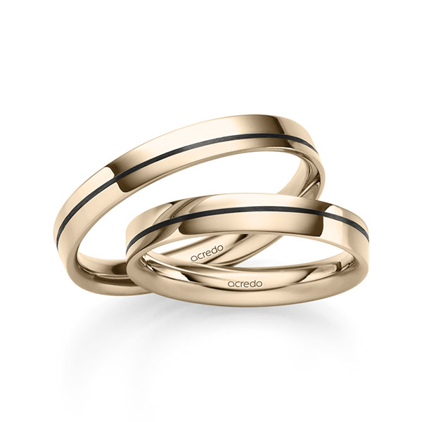 Paar klassische Trauringe/Eheringe in Signature Gold 585 von acredo - S-1301-9