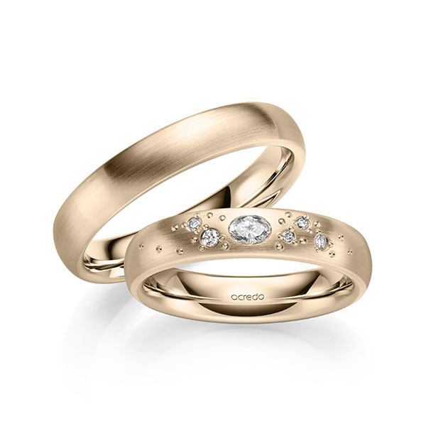 Paar klassische Trauringe/Eheringe in Signature Gold 750 von acredo - A-2130-6