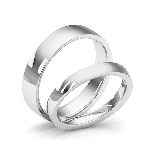 Paar klassische Trauringe/Eheringe in Silber 925 rhodiniert von Steinberg - Q-1430-1
