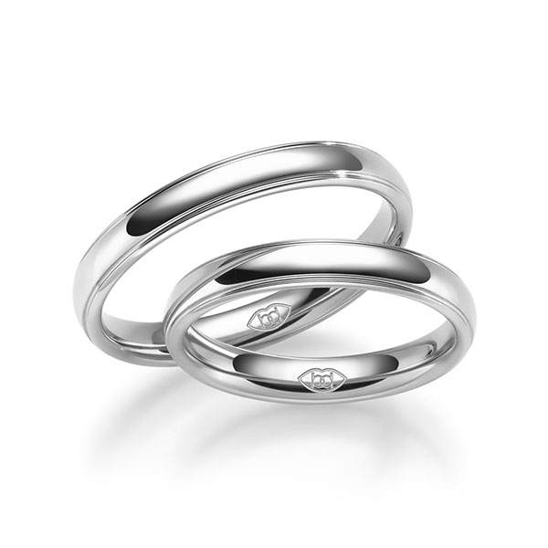 Paar klassische Trauringe/Eheringe in Weißgold 375 