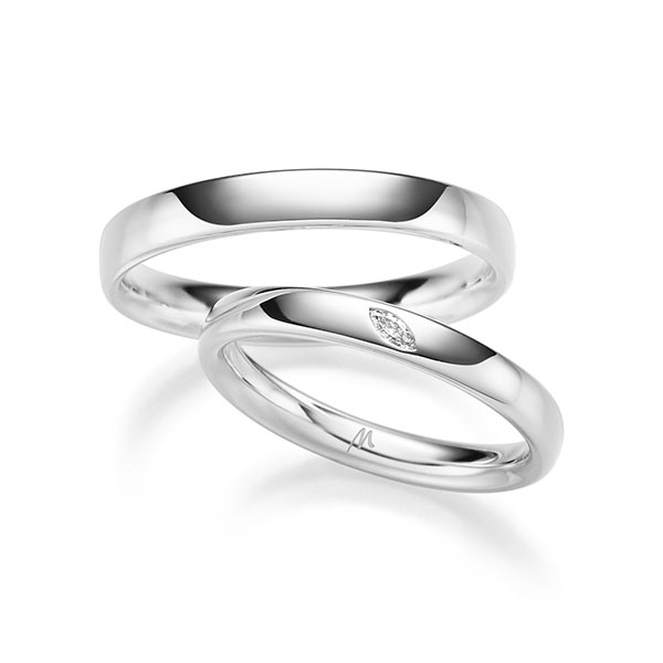 Paar klassische Trauringe/Eheringe in Weissgold 585 mit zus. 0,03 ct. tw, vs von Merii