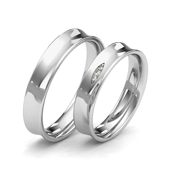 Paar klassische Trauringe/Eheringe in Weissgold 585 mit zus. 0,04 ct. Brillant tw, si von Merii