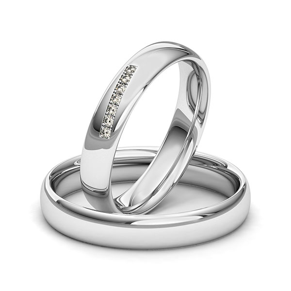 Paar klassische Trauringe/Eheringe in Weissgold 585 mit zus. 0,056 ct. Brillant tw, si von Merii