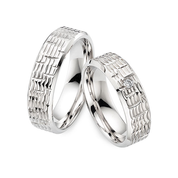 Paar klassische Trauringe/Eheringe in Weißgold 585 mit zus. 0,05 ct. Brillant tw, si von 123GOLD - Y-1508-1 Paar klassische Trauringe/Eheringe in Weißgold 585 mit zus. 0,05 ct. Brillant tw, si von 123GOLD - Y-1508-1