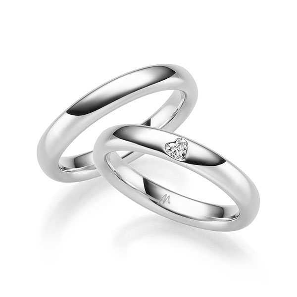 Paar klassische Trauringe/Eheringe in Weißgold 585 mit zus. 0,1 ct. Herz-Diamant tw, vs von Merii - M-1328-3 Paar klassische Trauringe/Eheringe in Weißgold 585 mit zus. 0,1 ct. Herz-Diamant tw, vs von Merii - M-1328-3