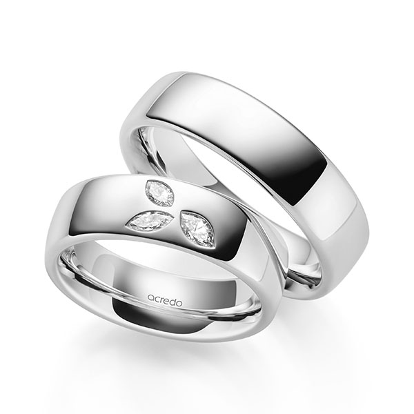 Paar klassische Trauringe/Eheringe in Weissgold 585 mit zus. 0,28 ct. tw, vs von acredo - A-2148-4 Paar klassische Trauringe/Eheringe in Weissgold 585 mit zus. 0,28 ct. tw, vs von acredo - A-2148-4