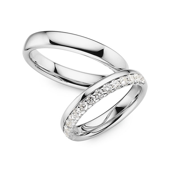 Paar klassische Trauringe/Eheringe in Weißgold 585 mit zus. 0,45 ct. Brillant tw, vs von 123GOLD - Y-1513-1 Paar klassische Trauringe/Eheringe in Weißgold 585 mit zus. 0,45 ct. Brillant tw, vs von 123GOLD - Y-1513-1