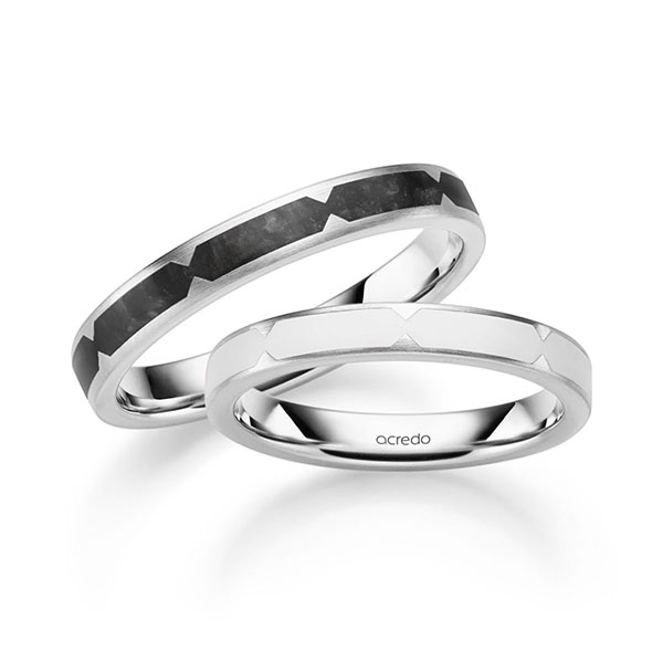 Paar klassische Trauringe/Eheringe in Weißgold 585 von acredo - A-2039-6