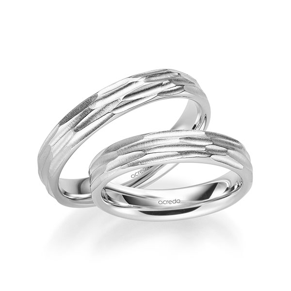 Paar klassische Trauringe/Eheringe in Weißgold 585 von acredo