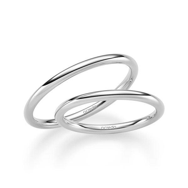 Paar klassische Trauringe/Eheringe in Weissgold 585 von acredo