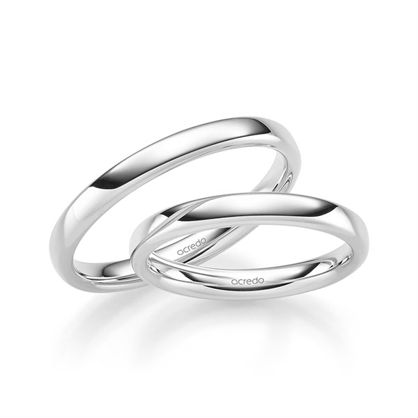 Paar klassische Trauringe/Eheringe in Weißgold 585 von acredo