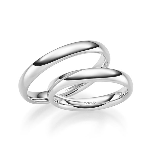 Paar klassische Trauringe/Eheringe in Weißgold 585 von acredo