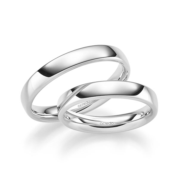 Paar klassische Trauringe/Eheringe in Weißgold 585 von acredo