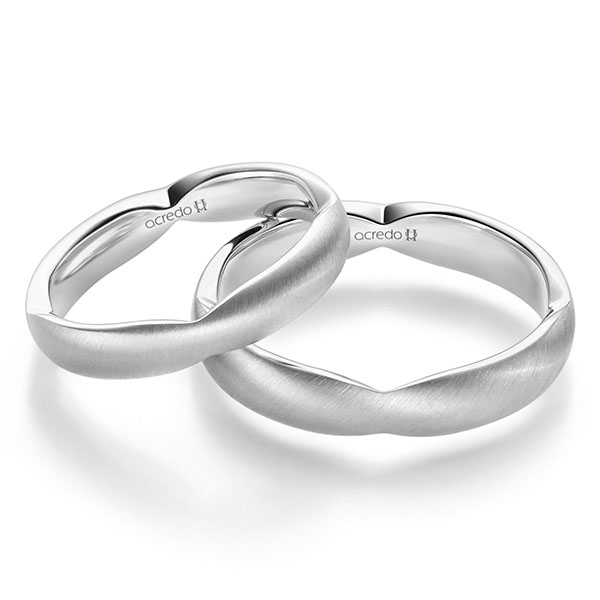Paar klassische Trauringe/Eheringe in Weißgold 585 von acredo - A-2358-6
