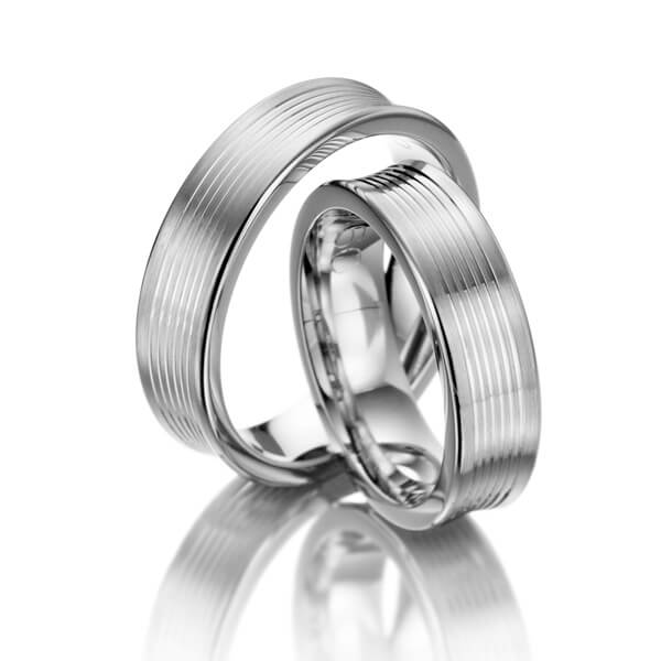 Paar klassische Trauringe/Eheringe in Weissgold 585 von acredo - S-1075-1