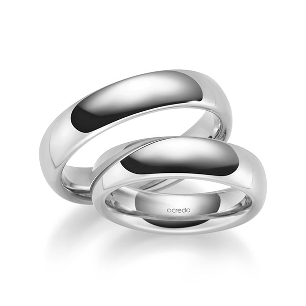 Paar klassische Trauringe/Eheringe in Weißgold 585 von acredo