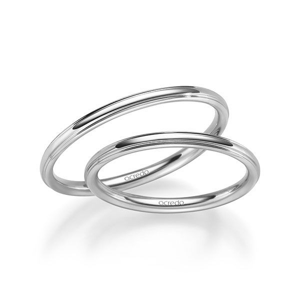 Paar klassische Trauringe/Eheringe in Weißgold 585 von acredo