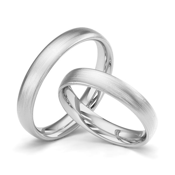 Paar klassische Trauringe/Eheringe in Weißgold 585 von Merii - M-1237-6
