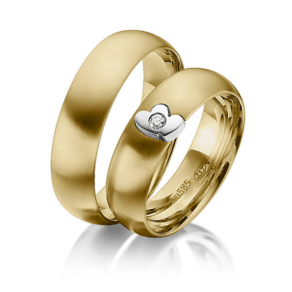 Pair bicolor wedding bands in Yellow gold 14K (585/1000) White gold 14K (585/1000) with in total 0,025 ct. brilliant tw,si by Eternal Touch - Y-1333-8 Pair bicolor wedding bands in Yellow gold 14K (585/1000) White gold 14K (585/1000) with in total 0,025 ct. brilliant tw,si by Eternal Touch - Y-1333-8