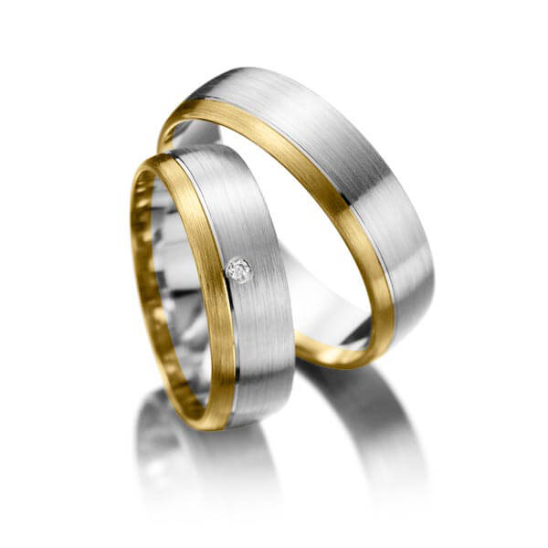 Pair bicolor wedding bands in Yellow gold 8K 333 1000 White gold