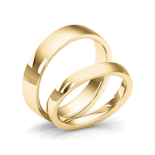 Pair classic wedding bands in Yellow gold 14K (585/1000) by Steinberg - Q-1430-3 Pair classic wedding bands in Yellow gold 14K (585/1000) by Steinberg - Q-1430-3