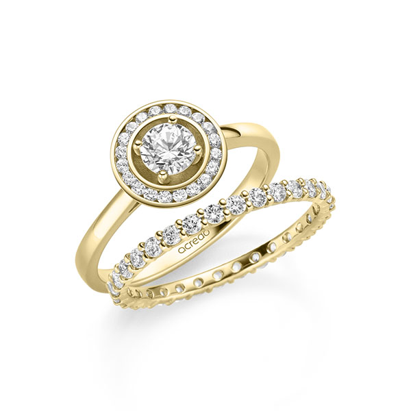 Ring-Set in geelgoud 14 kt. met 0,4 ct. + in totaal 0,78 ct. Briljant tw/si van acredo